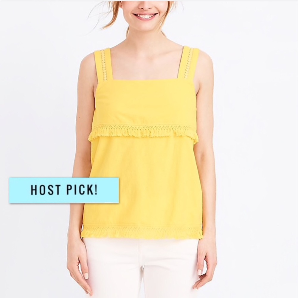 J. Crew yellow fringe tank top size medium